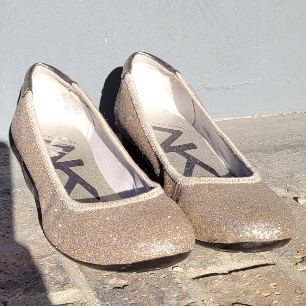 Anne Klein Metallic Gold Glitter Wedges